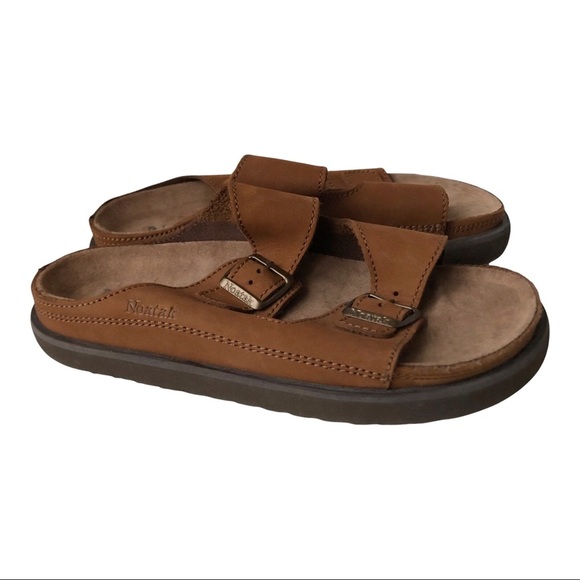 Noatak Brown Suede Leather Slip On Sandals - Picture 6 of 7